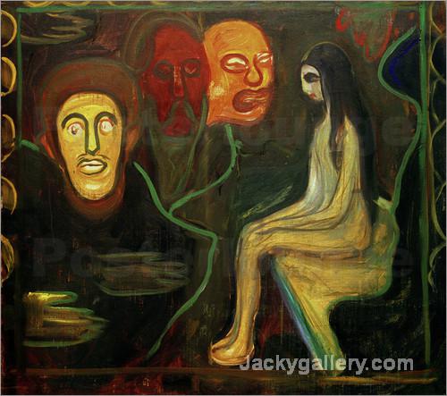 Girl and Three Male Heads by Edvard Munch paintings reproduction